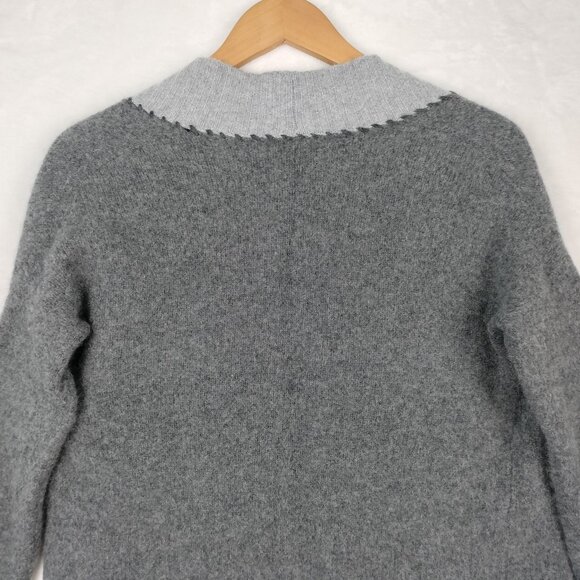 Vertical Designs Cashmere Cardigan Sweater Women M Gray Knit Open Front Luxury - Picture 10 of 13